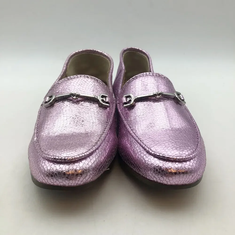 Sam Edelman Girls Loraine Slip On Loafers Kids Size 12 Metallic Lilac Purple NIB